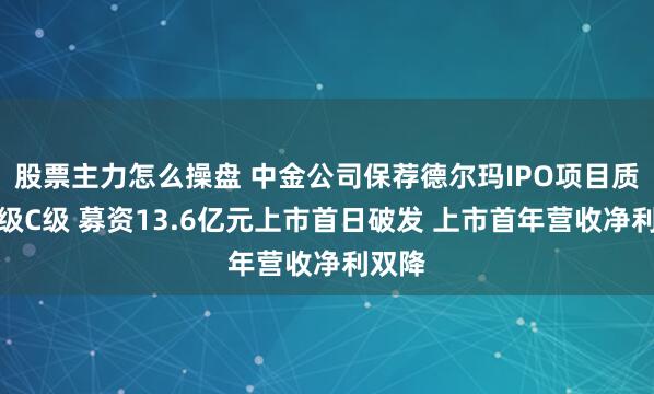 股票主力怎么操盘 中金公司保荐德尔玛IPO项目质量评级C级 募资13.6亿元上市首日破发 上市首年营收净利双降
