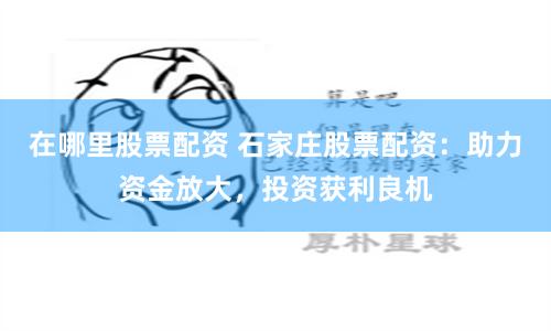 在哪里股票配资 石家庄股票配资：助力资金放大，投资获利良机